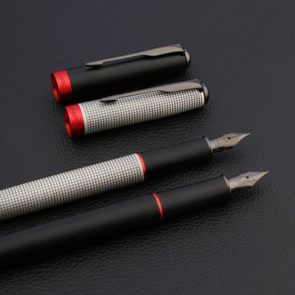 Pluma estilográfica JINHAO 75 de lujo, pluma para cenizas a cuadros, Flecha de acero de tungsteno, pluma negra, tinta clásica, suministros escolares de oficina, bolígrafo