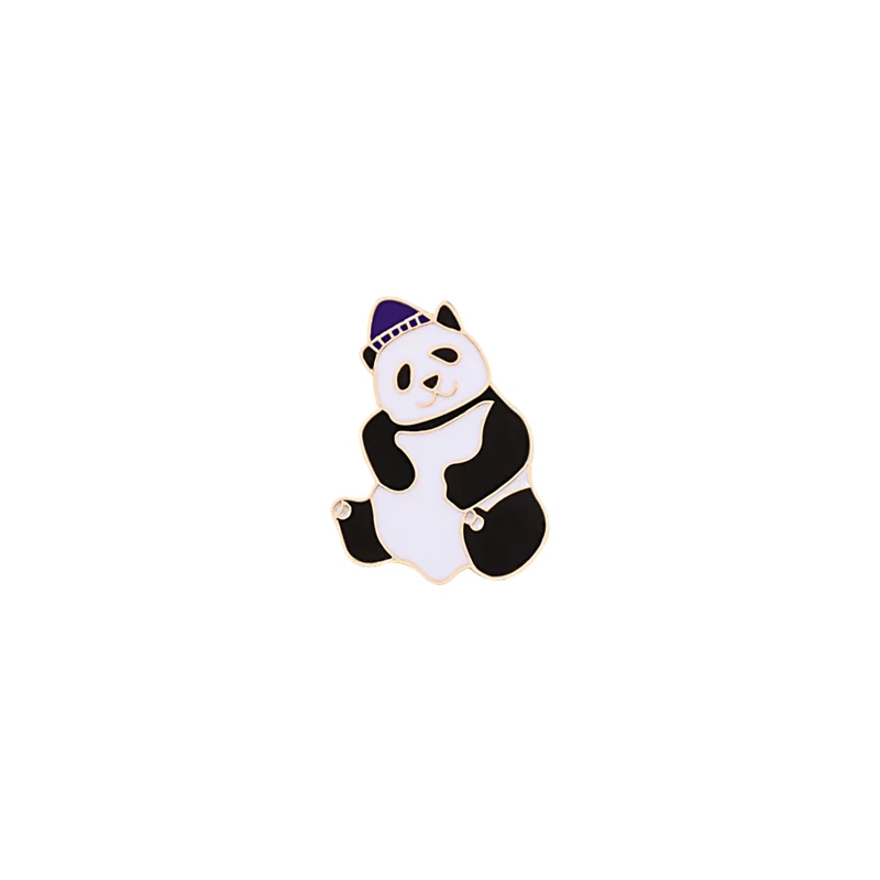 purple Мода мультфильм животное брошь& булавка милый креативный панда Kawaii лацкане эмаль женские булавки Забавный детский значок на свитер мешочек для украшений подарок - Окраска металла: purple