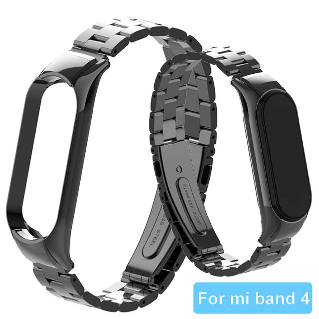 Correa de reloj de acero inoxidable para Xiaomi mi band 4, pulsera  inteligente Mi Band 3, accesorios + funda de Metal - AliExpress