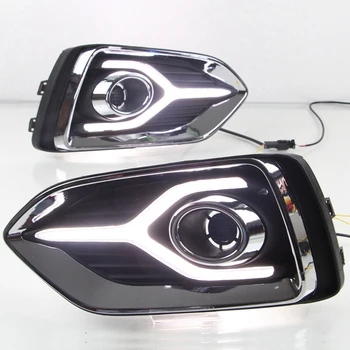 

2Pcs Yellow Turn Signal Function 12V Car Drl Lamp Led Daytime Running Light For Hyundai Accent Solaris 17-19