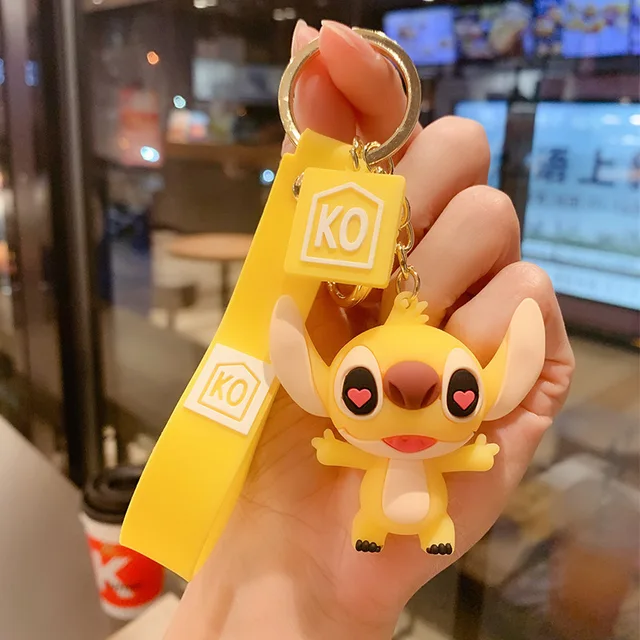 Disney Stitch Keychain Variety of Cartoon Lilo & Stitch Cute Doll Keyring Fashion Couple Bag Ornament Key Chain Car Pendant Gift 16