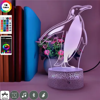 

7 Colors Change Table Lamp Cute Penguin Antarctic Animal Friend Birthday Gifts Children Event Prize 3d Lamp Bluetooth Speaker