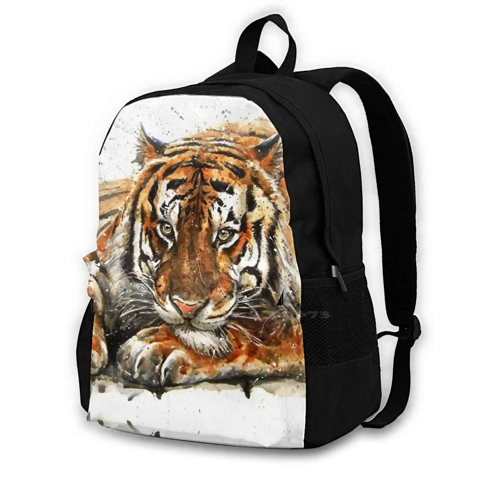 

Модный вместительный рюкзак с тигром акварелью, дорожные сумки для ноутбука, акварельный фон с изображением тигра для дикой природы, кота, дикой природы
