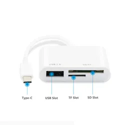 Type-C Port 3 in 1 USB Card Reader Adapter Type C Cable SD Micro SD TF Camera Connection for Mobile Phone, with retail package