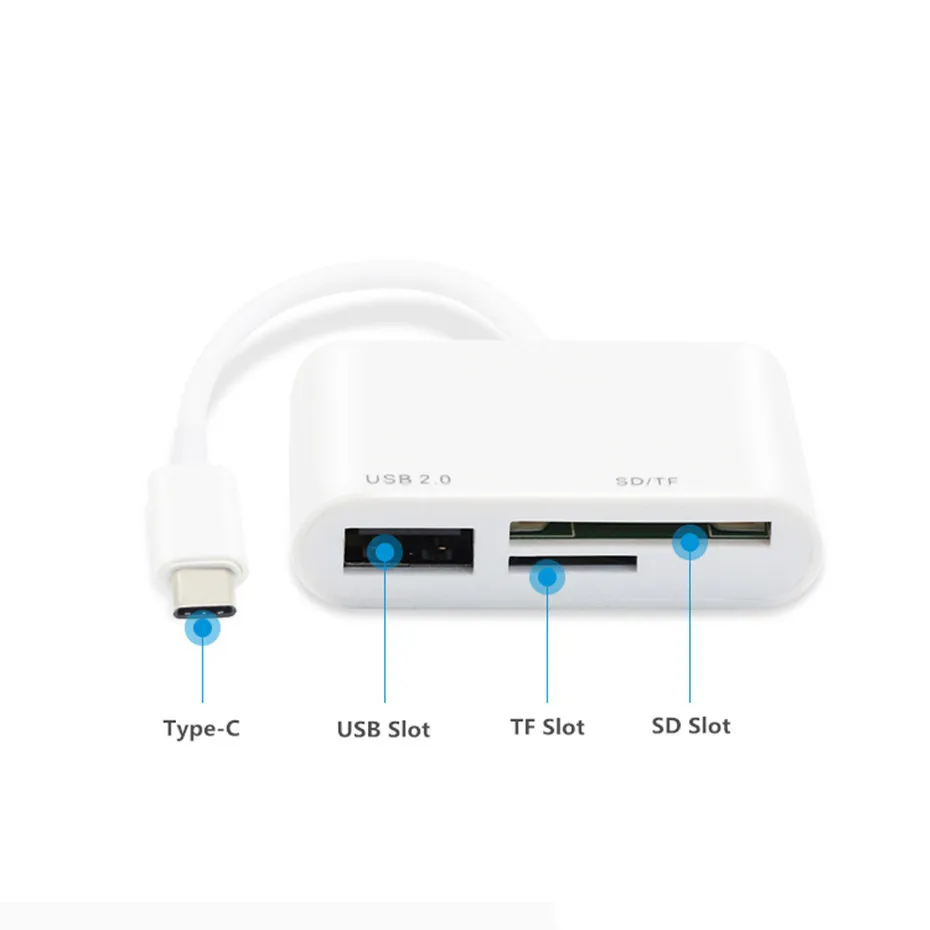 Порт Type-C 3 в 1 USB кардридер адаптер кабель Type C SD Micro TF подключение камеры для
