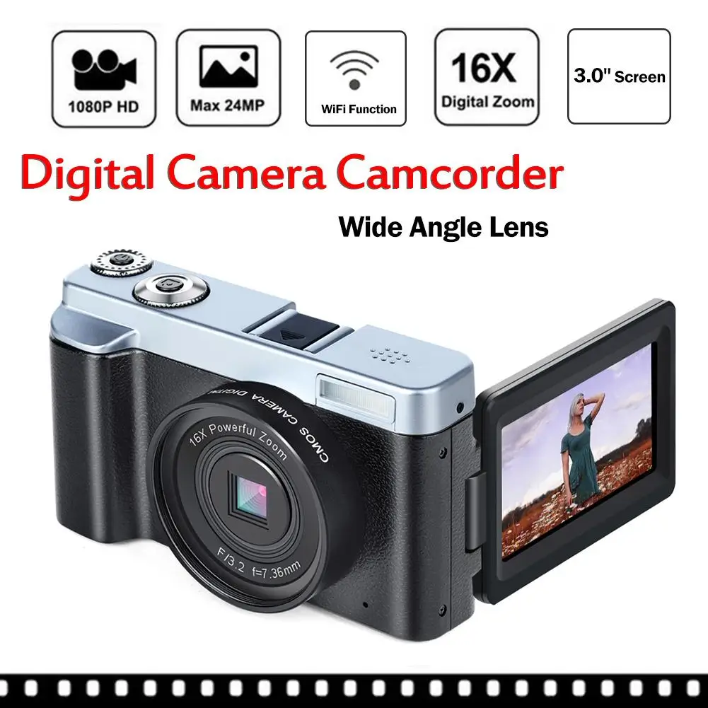 

Professional Digital Camera 3.0Inch LCD 24Million HD Digital Video Camera Flip Screen Camera 16X Zoom Camera Sup WIFI 128G SD