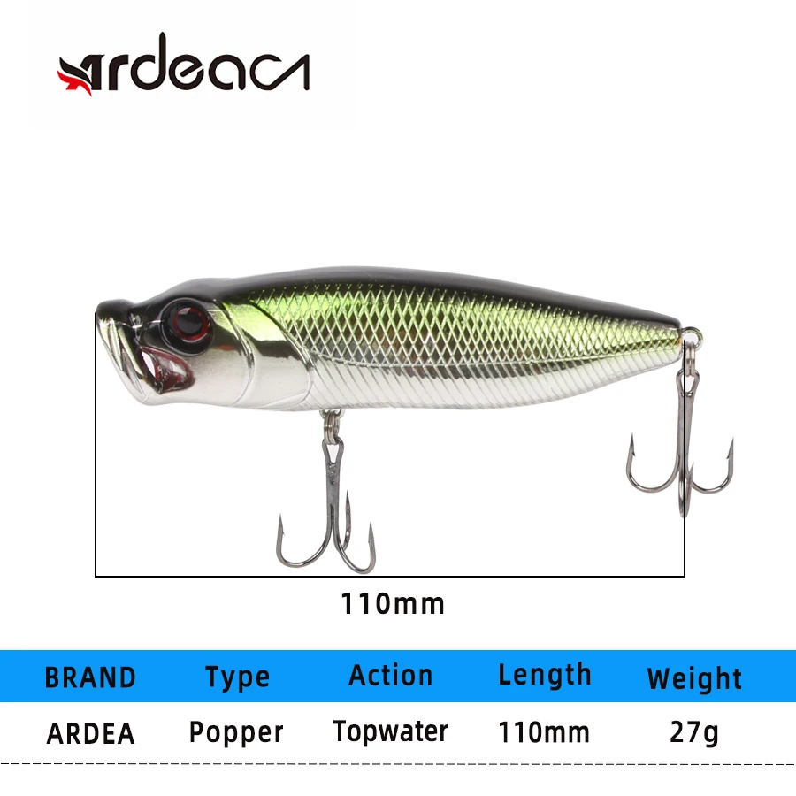 ARDEA Fishing Lure Popper floating 110m 27g Artificial hard Bait wobbler Crankbait Bass pike lures Pesca isca