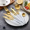 White Gold Cutlery Set Stainless Steel Dinnerware Set Silverware Tableware Dinner Spoon Fork Knife Chopsticks Dropshipping ► Photo 2/6