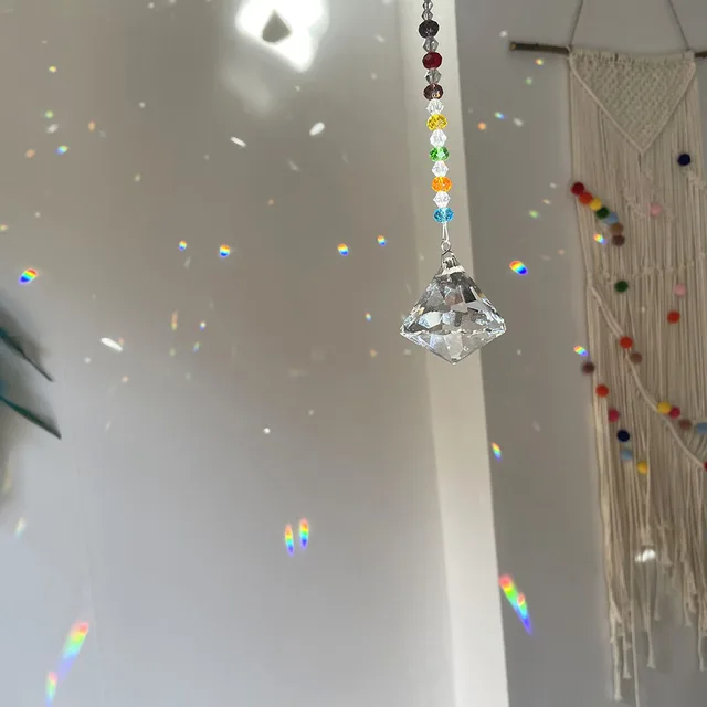 40 Mm -Es Kristályprizmák Ablakokat Lógó Üveg Medál Fengshui Gyógyító Napsütő Csakra Szivárványkészítő Hálószoba Kert Dekoráció - Image 3