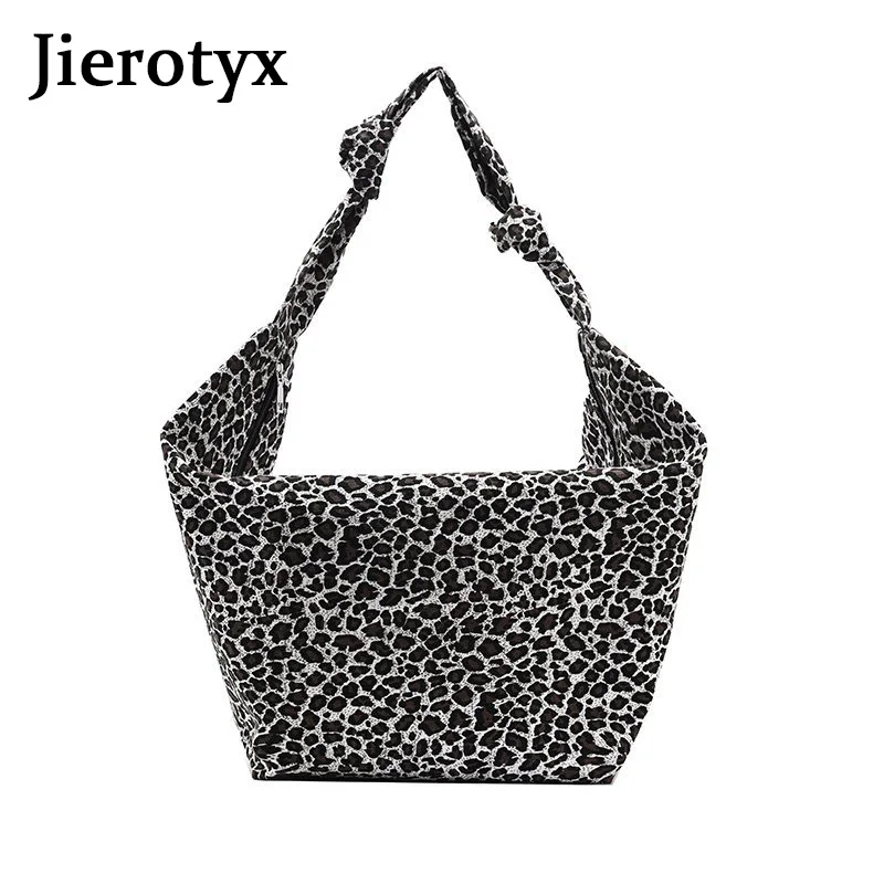 

JIEROTYX Fashion Large Leopard Print Handbag Women Canvas Shoulder Bag Women Tote Designer Female Hobos Bag Big Shopping