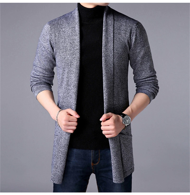 Весна молодежный Мужской свитер сплошной цвет джемпер Корейская рубашка с длинными рукавами мужской тонкий длинный кардиган свитер J744