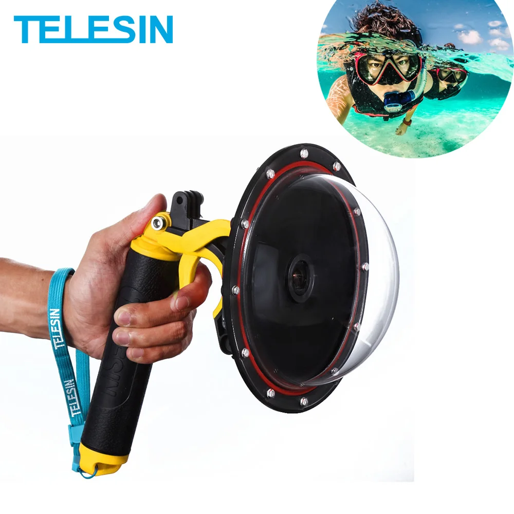 Купольный порт TELESIN 6 &quot30 м водонепроницаемая поплавковая ручка для GoPro Hero 4 3 +