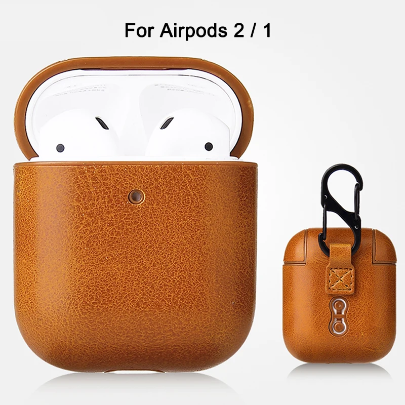 Роскошный кожаный чехол для Apple Airpods Pro, противоударный чехол для Air pods 3 Pro, защитный чехол на крючок для Airpods Pro 3 2 1, чехол - Color: Brown airpods 2 1