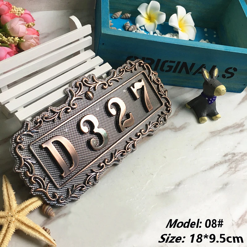 Imitation Metal Bronze House Number ABS Plastic Door Plate Custom Sign Door Number Sticker For Hotel Apartment Villa Plate house number signs house numbers number plate door signs