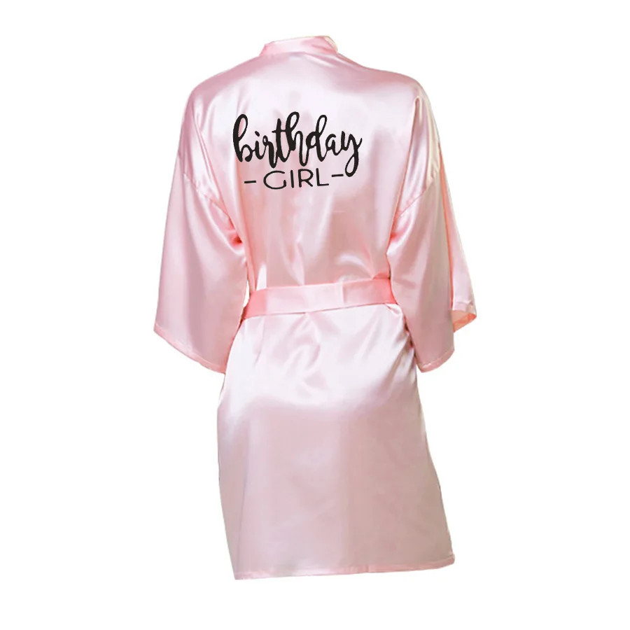 Женские атласные пижамы с принтом на день рождения, для девочек, женские халаты на заказ - Цвет: Birthday-pink