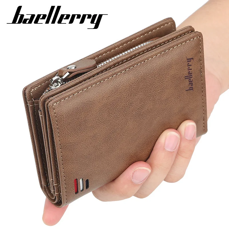 Men Wallets Baellerry Luxury Brand Purse Card-Holder Coin-Pocket Zipper Vintage Short