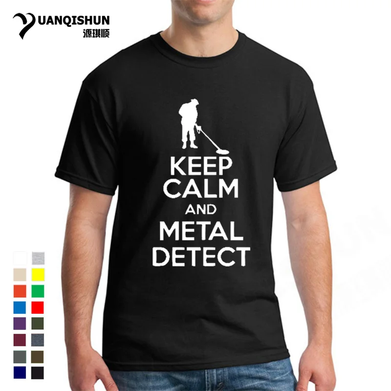 Забавные футболки KEEP CALM с детектором металла Мужская брендовая одежда