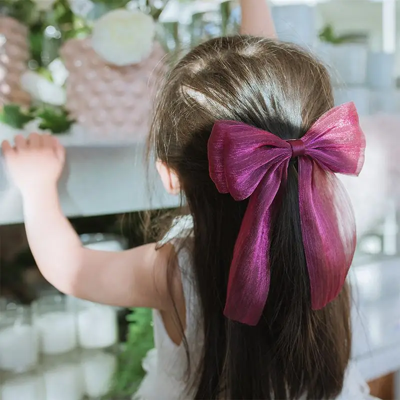 1PC Gauze Big Barrette Bow Baby Top Clip Kid Streamer Hairpin Children Little Fairy Colored Hairgrip For Girls Hair Accessories |