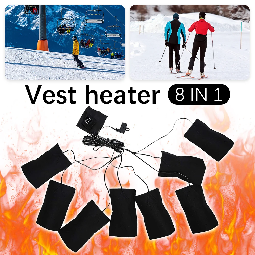 

9PCS/Set USB Electric Heated Jacket Heating Sheet Outdoor Thermal Warm Winter Heating Vest Pads for DIY Heated Clothing