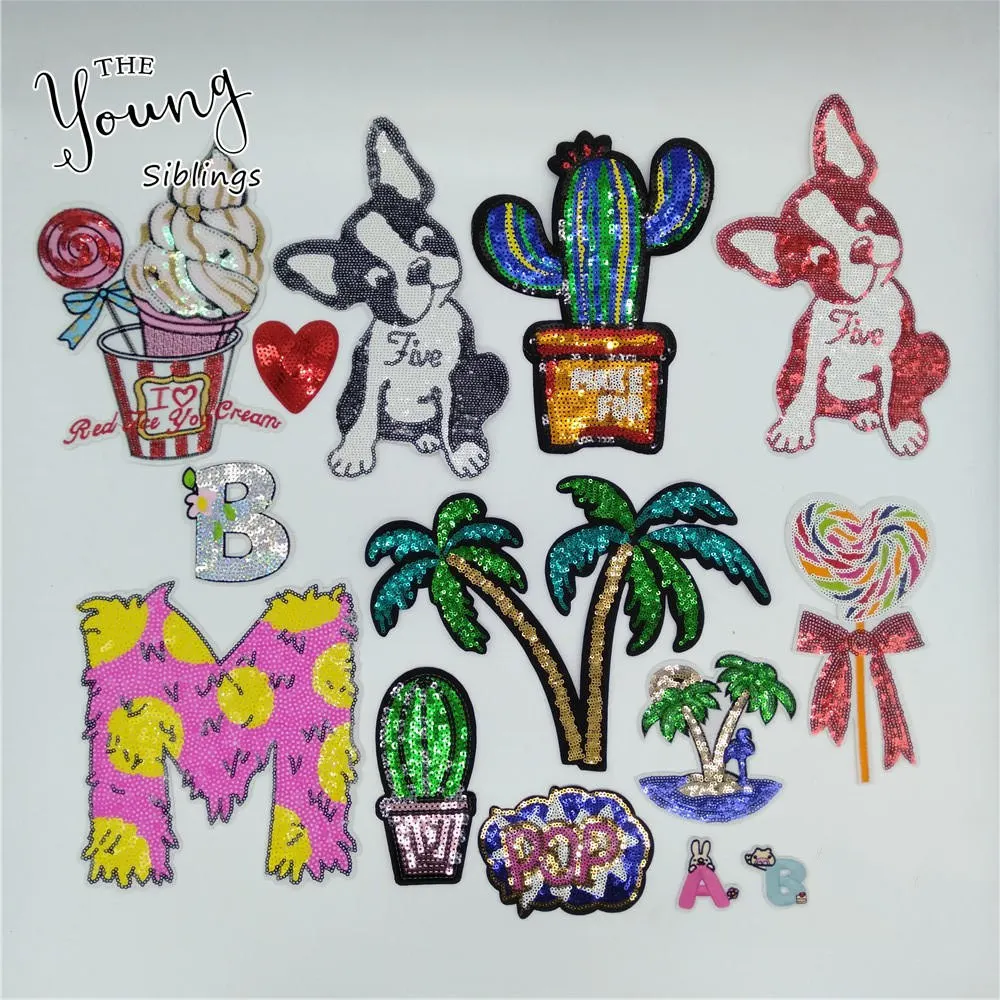 

Fashion Sequins Cartoon Iron no patch Embroidery Badges Sewing DIY Patches decorative clothing accessories 1~10pcs for sale