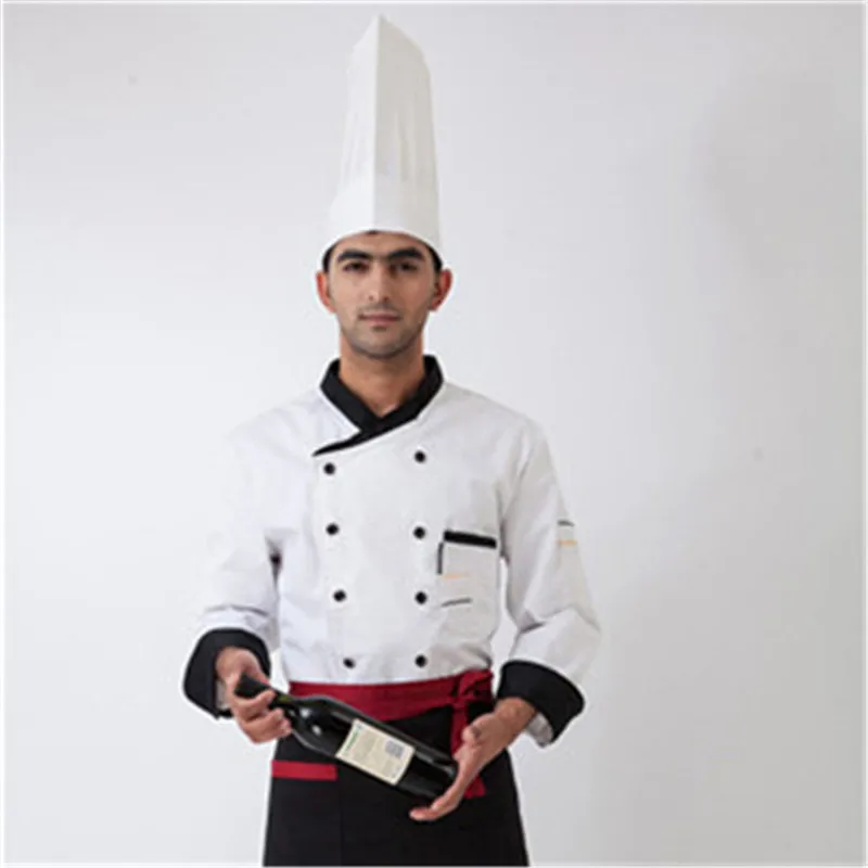 high quality long-sleeved men Chef service Hotel working wear Restaurant Double-breasted women Chef uniform cook jacket
