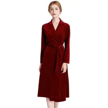 Женское зимнее теплое бархатное кимоно Банный халат однотонное белье 40JF