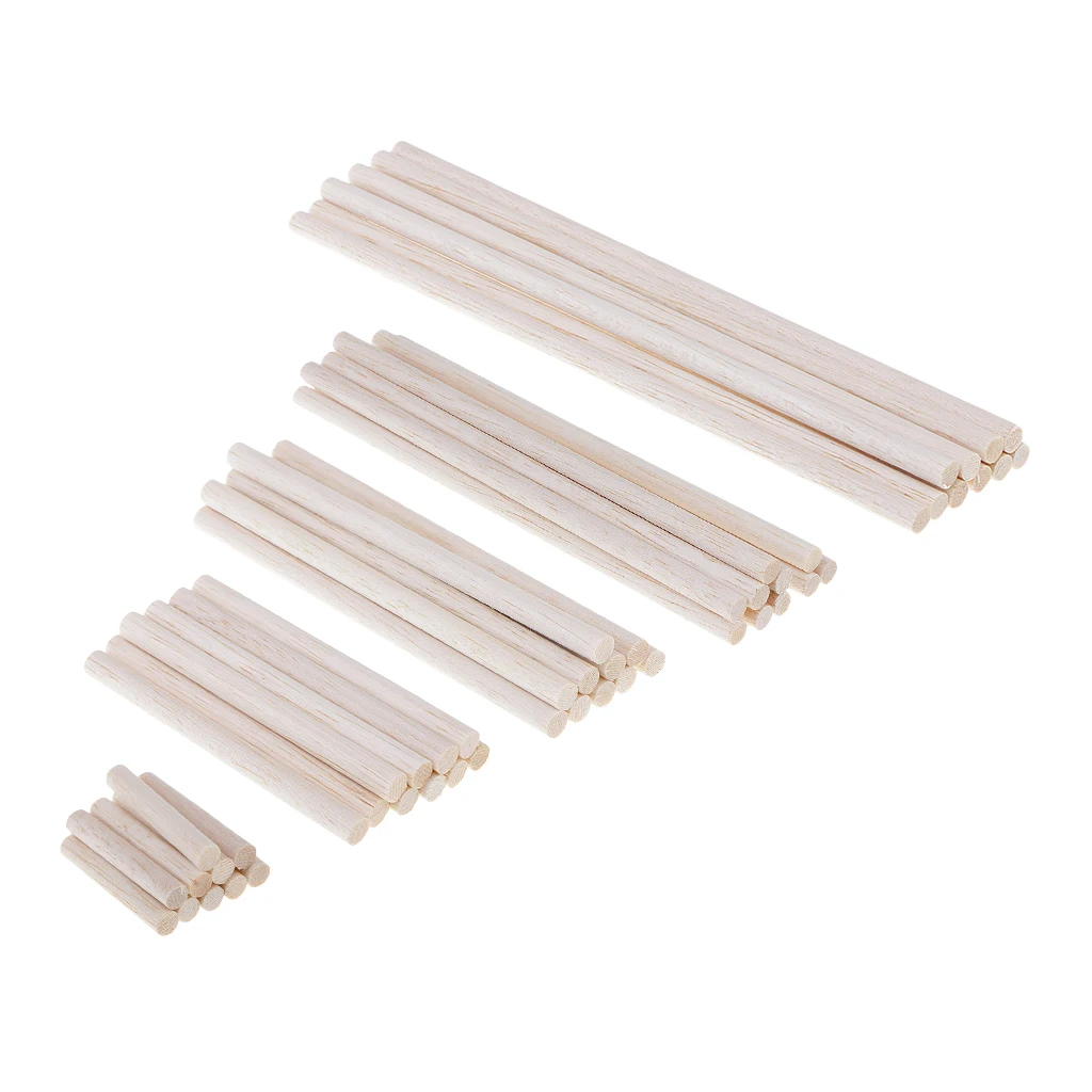 10PCS Beech Round Sticks Wood Rods Woodwork Wooden Model Hobby DIY Craft  Supply