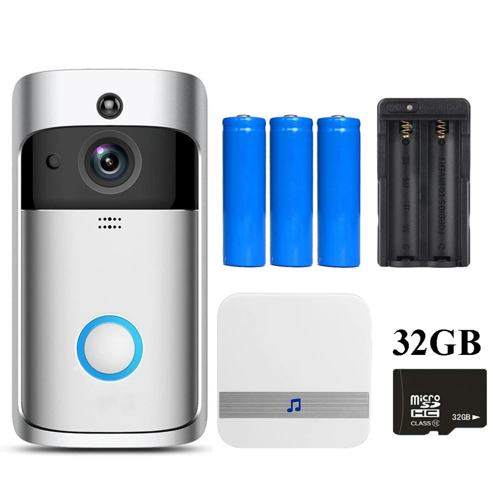Option 3 V5 Deurbel Met камера WiFi дверной Звонок камера визуальный домофон с Chime ночного видения IP дверной звонок беспроводной домашней камеры безопасности - Цвет: Option 3