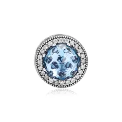 CKK серебро 925 ювелирные изделия сияющее сердце талисманы с Aqua Blue CZ для женщин DIY подходит браслет оригинальный бусины для ювелирных изделий