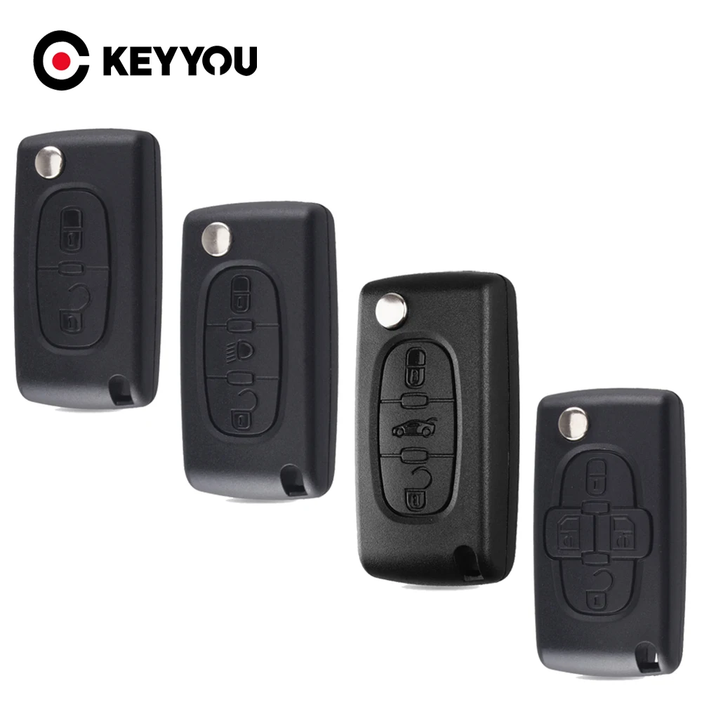 KEYYOU-funda abatible de repuesto para llave de coche, funda abatible de 2/3/4 botones para Fiat Scudo Ulysse Fit Lancia Phedra HU83/VA2 Blade CE0523 CE0536