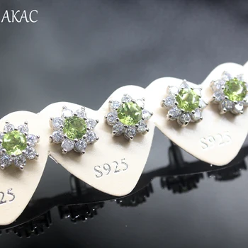 

Free shipping 100% natural peridot stud earrings simple style for women earrings approx10mm