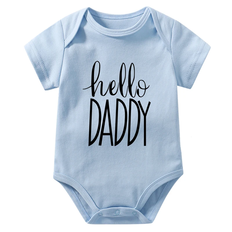 Hello Daddy Pregnancy Announcement Newborn Baby Bodysuits Cotton Baby Boys Girls Onesies Rompers Body Baby Outfits Clothes 3