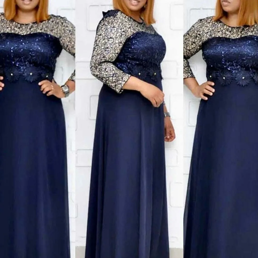 

African Ladies Sequin Long Dress Women Mesh Patchwork Evening Party Dresses Plus Size Long Sleeve Wedding Prom Robe de soiree