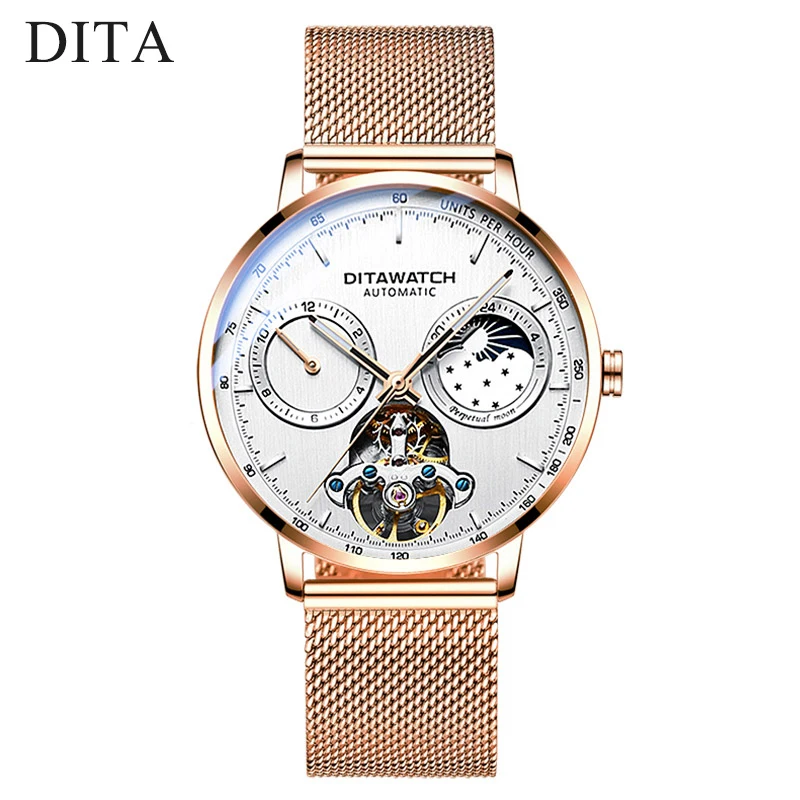 

Skeleton Tourbillon Mechanical Business Watch Men Top Brand Luxury Luminous Stainless Steel Mens Automatic Watches New 2019 DITA