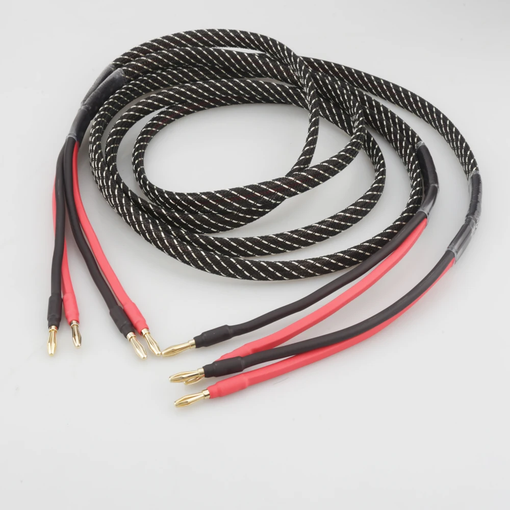 純銅製スピーカーケーブルのペア,高品質,hifiバナナプラグからバナナ