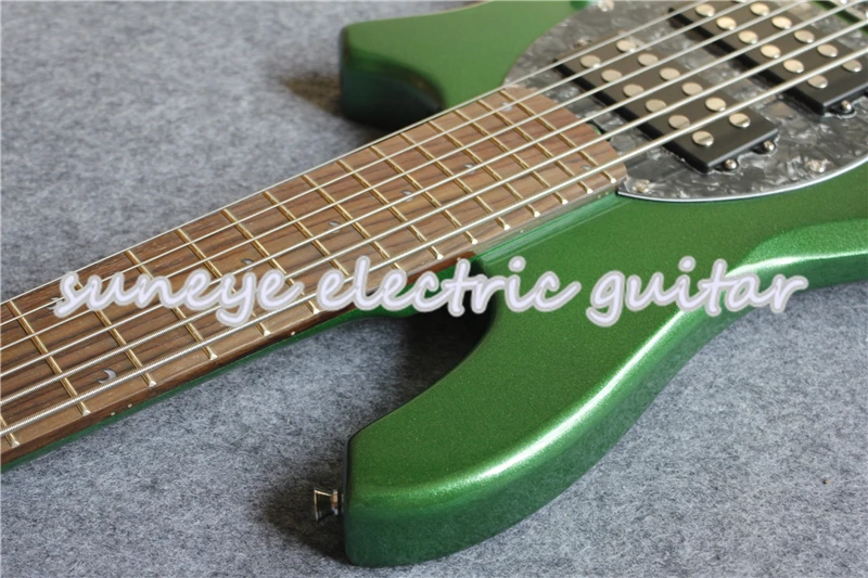Металлическая Зеленая отделка музыка человек стиль Bongo электрическая бас гитара 6 струн бас гитара на заказ Гитарный комплект