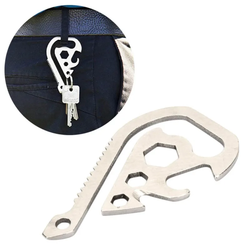

2 pcs/ set Outdoor Camping Multifunction Keyholder Stainless Steel Saw Hex wrench Opener Backpack Clip EDC Outdoor Tool
