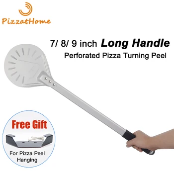 PizzAtHome Long Handle 7/ 8/ 9 Inch Perforated Pizza Turning Peel Pizza Shovel Aluminum Pizza Peel Paddle Small Pizza Tool 1