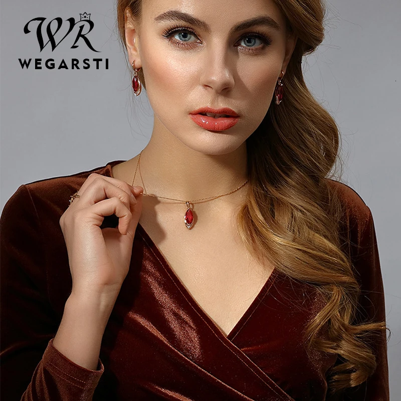 WEGARASTI Серебро 925 ювелирное ожерелье рубиновое с подвеской ожерелье s для женщин 925 пробы Серебряное ожерелье хорошее ювелирное изделие
