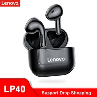 Lenovo-auriculares inalámbricos LP40 con TWS, cascos originales con Bluetooth, micrófono, estéreo, reducción de ruido, para teléfono inteligente