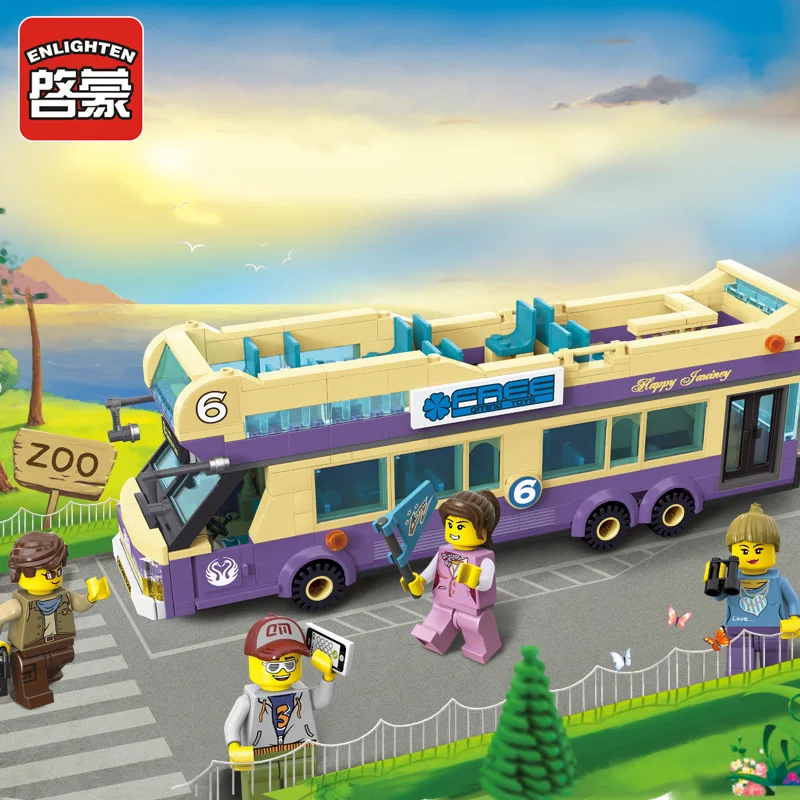 

Enlighten Building Block Cars City Tour Bus 4 Figures 455pcs Educational Bricks Toy 6 Year Above Boy Gift Legoingly
