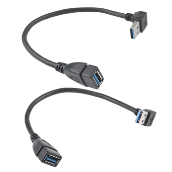 

2 Pcs Usb 3.0 Angle 90 Degree Extension Cable Male to Female Adapter Cord Data, UP & Down