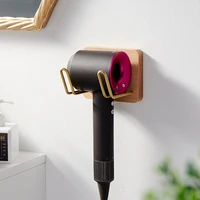 Amgoth Walnut Wood Hair Dryer Holder Organized Rack Wall Mounted Hair Straightener Stand Bathroom  Accessories Set Home 1