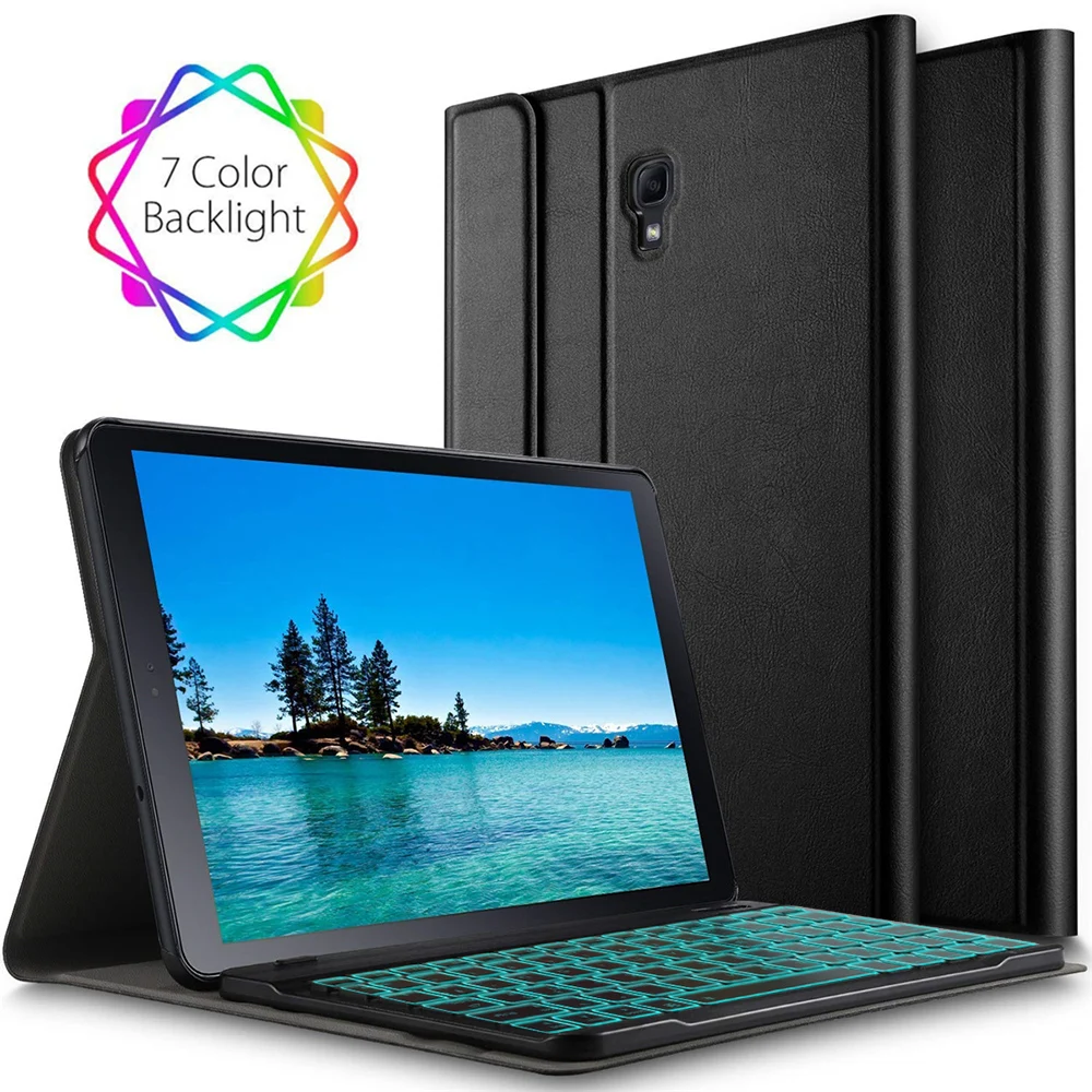 

German Bluetooth Keyboard Case For Samsung Galaxy Tab A2 10.5 T595 T590 Separable Tablet 7 Colors Backlit Keyboard Leather Case