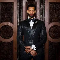 Shinny Sequin Black Mens Suits For Wedding 2 Pieces Set Customized Groom Tuxedos Slim Fit Male Prom Blazer Terno Masculino 1