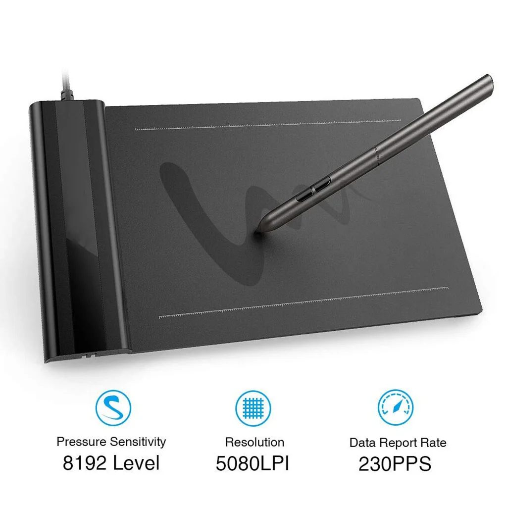 

VEIKK S640 Graphic Pen tablet 6 x 4 inch Ultra Thin OSU New Digital Drawing Tablet with Passive Pen 8192 Levels Pressure Black
