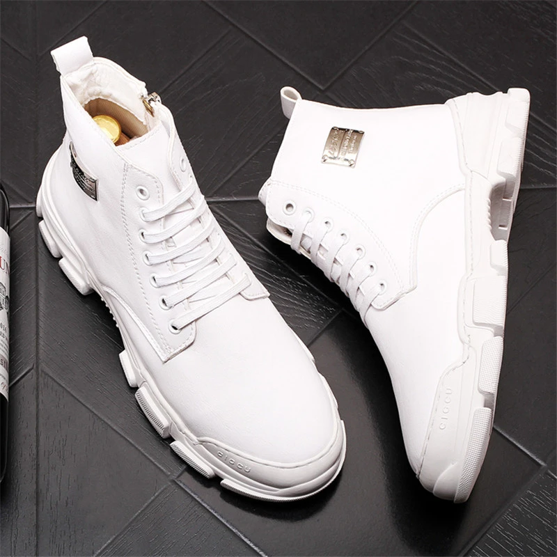 Zapatillas de deporte de invierno para hombre, blancos y suaves cómodos, 2 #10/20E50|Botas básicas| - AliExpress