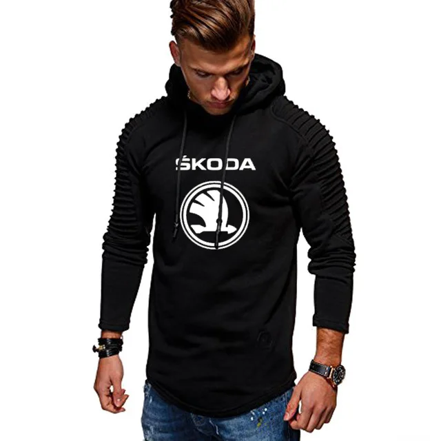 Новые модные хлопковые мужские толстовки с капюшоном для Skoda Car пуловер принтом