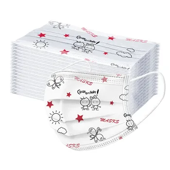 

50pc Children Kids 3-8 Years Old Mouth Mask Disposable Print Face Mask 3ply Ear Loop Mouth Cover Face Shiled Mask Mascara