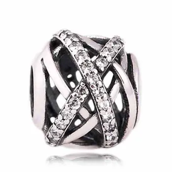 

Authentic 925 Sterling Silver Bead Charm Openwork Galaxy Swirls With Crystal Beads Fit Bracelet Bangle Jewelry
